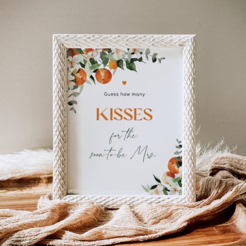 Main squeeze how many kisses bridal shower game poster