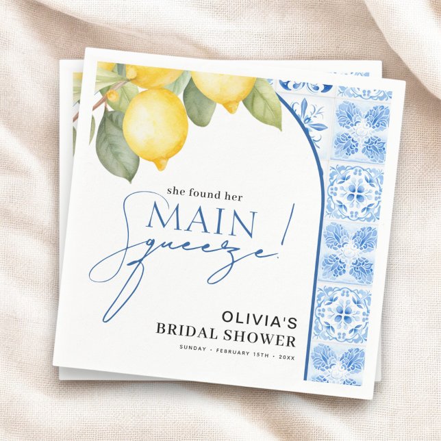 Main Squeeze Italian Lemon Bridal Shower Napkins (Creator Uploaded)