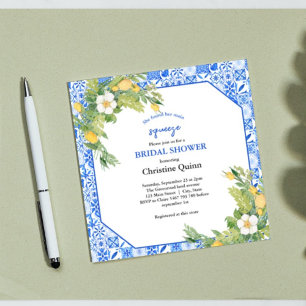 Main Squeeze Lemon and Moroccan Tile Bridal Shower Invitation