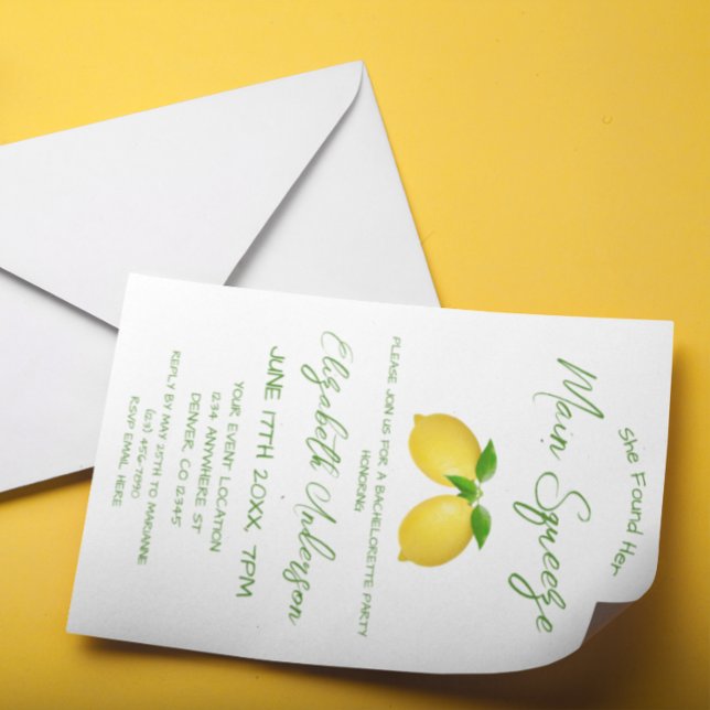 Main Squeeze Lemon Bachelorette Party Invitation (Creator Uploaded)