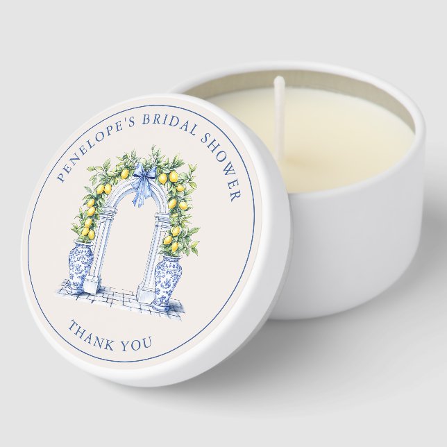 Main Squeeze Lemon Blue Bow Bridal Shower Candles Mini Candle Favors (Corner)