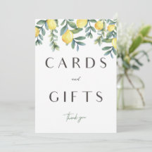 Main Squeeze Lemon Bridal Shower Cards & Gift sign