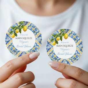 Main Squeeze Lemon Bridal Shower Favor Classic Round Sticker
