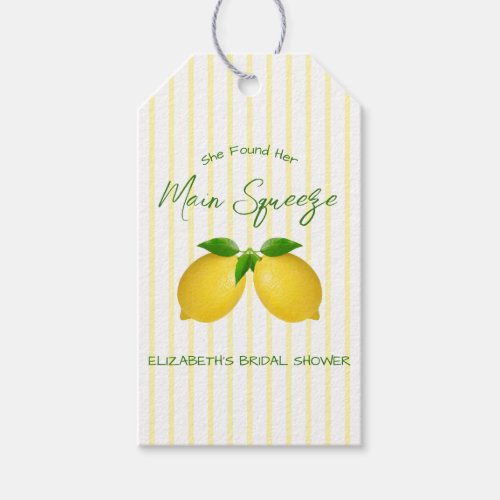 Main Squeeze Lemon Bridal Shower Gift Tags