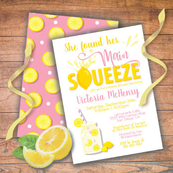 Main Squeeze Lemon Bridal Shower Invitation by McBooboo at Zazzle