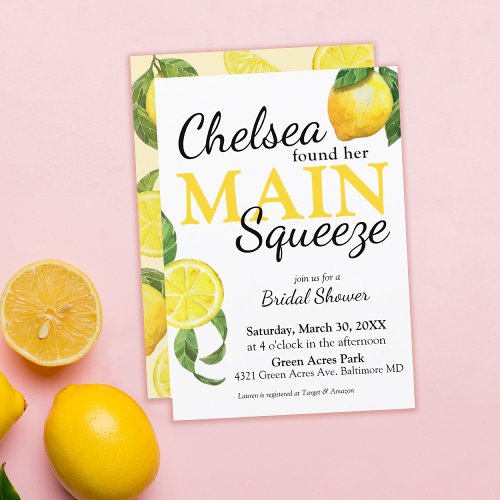 Main Squeeze Lemon Bridal Shower Invitation