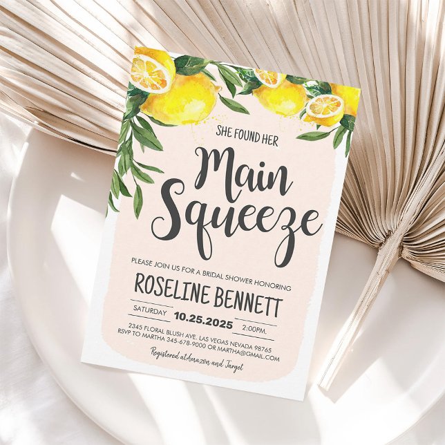 Main Squeeze Lemon Bridal Shower Invitation (Creator Uploaded)
