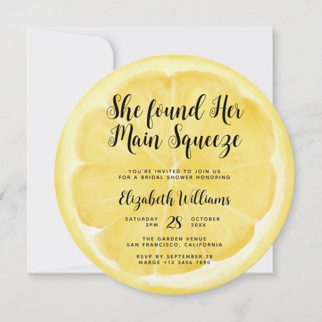 Main Squeeze Lemon Bridal Shower Invitation (Front)