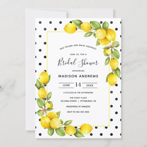 Main Squeeze Lemon Bridal Shower Invitation