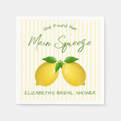 Main Squeeze Lemon Bridal Shower Napkins