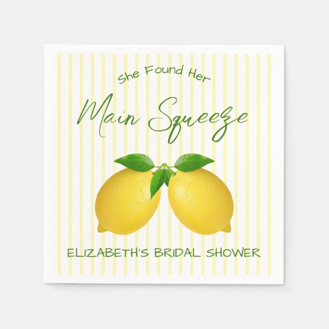 Main Squeeze Lemon Bridal Shower Napkins (Front)