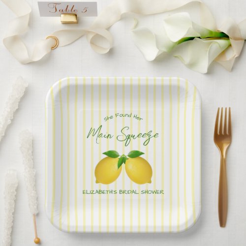Main Squeeze Lemon Bridal Shower Paper Plates