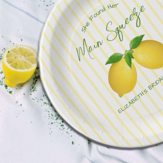 Main Squeeze Lemon Bridal Shower Paper Plates (Creator Uploaded)