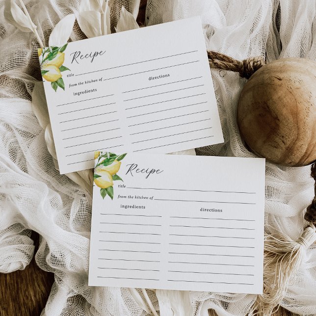 Main Squeeze Lemon Bridal Shower Recipe Card (Creator Uploaded)