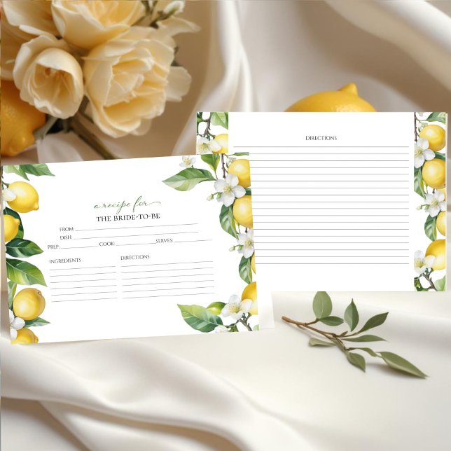 Main Squeeze | Lemon Bridal Shower Recipe Cards (Creator Uploaded)