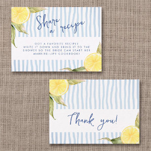 Main Squeeze Lemon Bridal Shower Recipe Request Enclosure Card