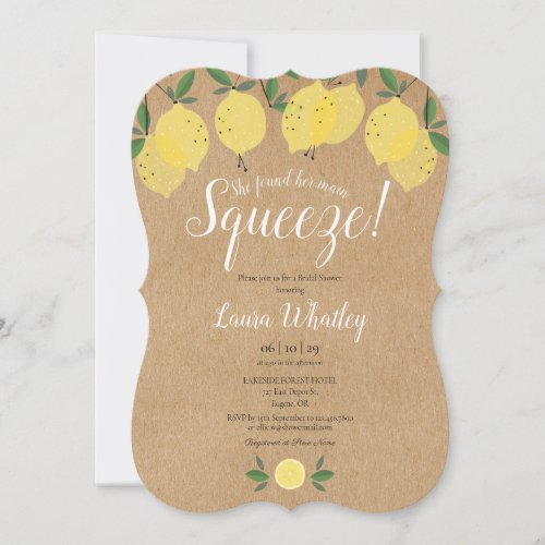 Main Squeeze Lemon Bridal Shower Rustic Invitation