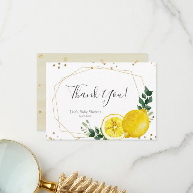 Main Squeeze Lemon Bridal Shower Thank You card (Front/Back In Situ)