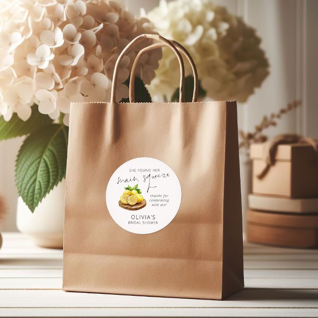 Main Squeeze Lemon Bridal Shower Thank You Classic Round Sticker (Creator Uploaded)