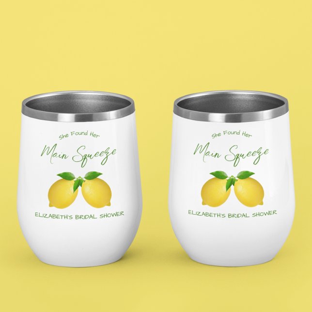 Main Squeeze Lemon Bridal Shower Thermal Wine Tumbler (Creator Uploaded)
