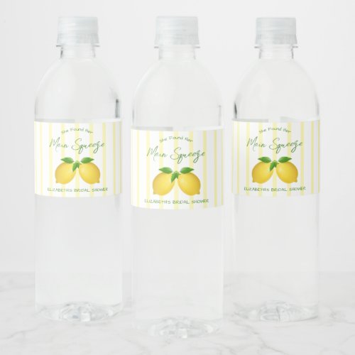 Main Squeeze Lemon Bridal Shower Water Bottle Label