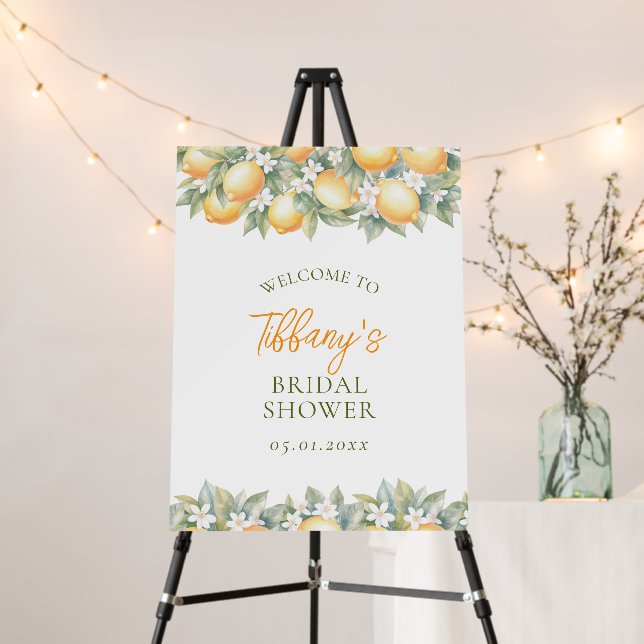 Main Squeeze Lemon Bridal Shower Welcome Foam Board (In Situ (Stand))