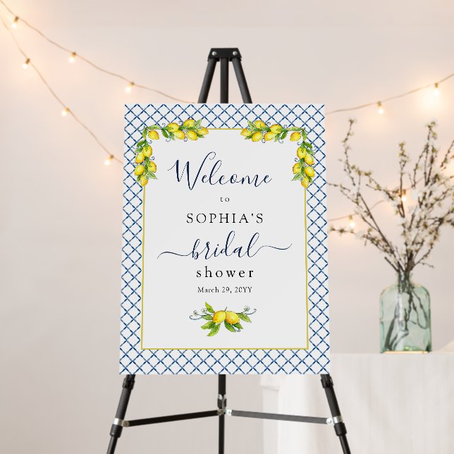 Main squeeze Lemon Bridal shower Welcome Foam Board (In Situ (Stand))