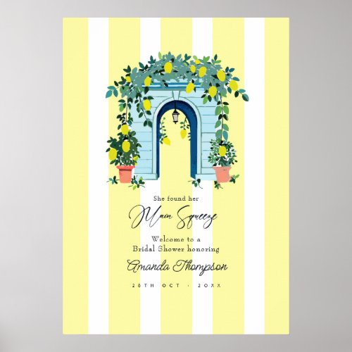 Main Squeeze Lemon Bridal Shower Welcome Poster