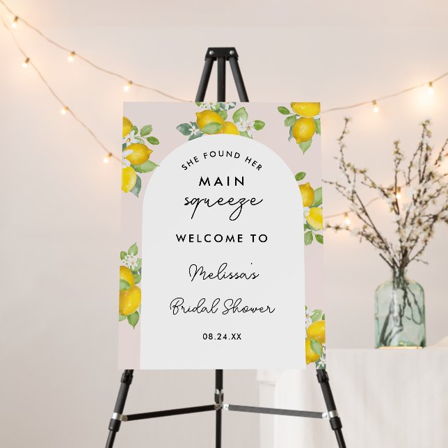 Main Squeeze Lemon Bridal Shower Welcome Sign (In Situ (Stand))