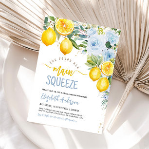 Main Squeeze Lemon Citrus Blue Bridal Shower Invitation