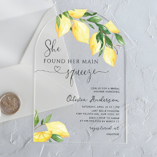 Main Squeeze Lemon Citrus Bridal Shower Acrylic Invitations