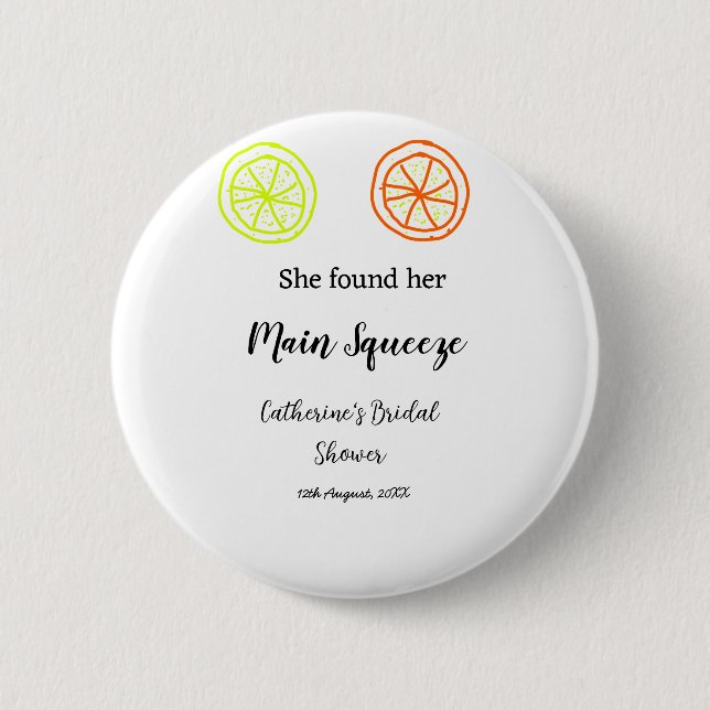Main Squeeze lemon citrus bridal shower add name d Button (Front)