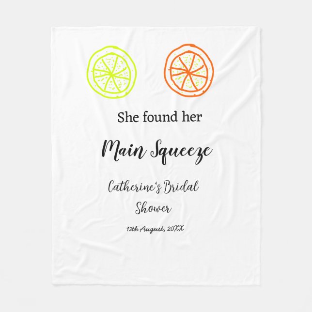 Main Squeeze lemon citrus bridal shower add name d Fleece Blanket (Front)