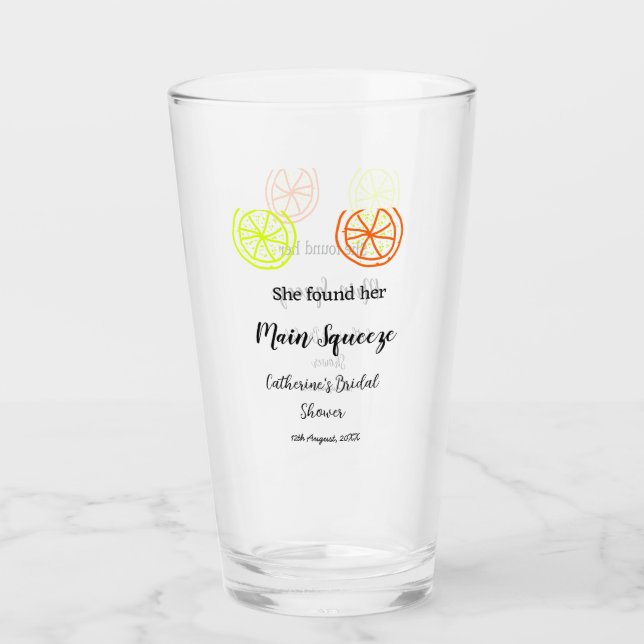 Main Squeeze lemon citrus bridal shower add name d Glass (Front)