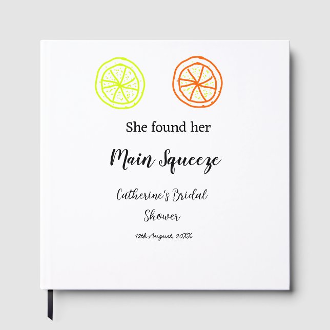 Main Squeeze lemon citrus bridal shower add name d Guest Book (Front)