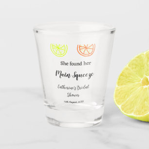 Main Squeeze lemon citrus bridal shower add name d Shot Glass