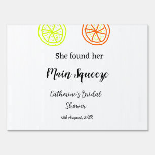 Main Squeeze lemon citrus bridal shower add name d Sign