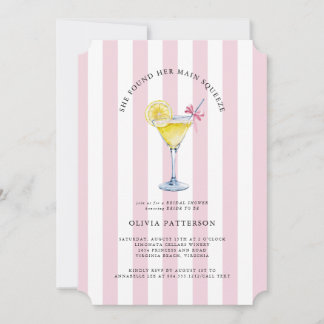 Main Squeeze Lemon Drop Martini Bridal Shower Invitation