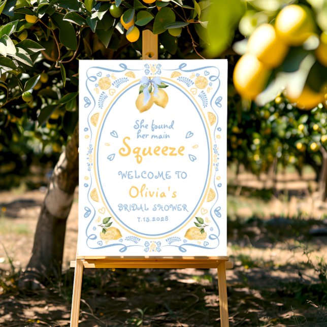 Main Squeeze Lemon Floral Bridal Shower Welcome Foam Board (Creator Uploaded)