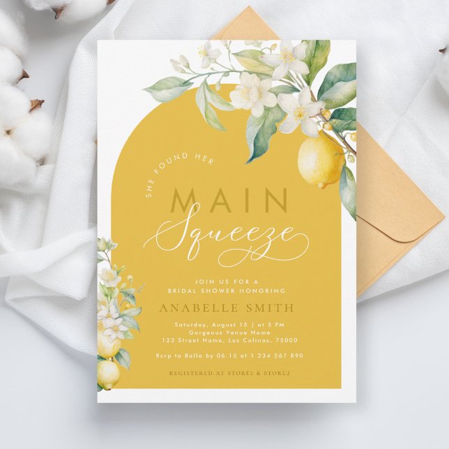 Main Squeeze Lemon Floral Citrus Bridal Shower Invitation (Creator Uploaded)