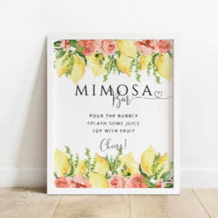 Main Squeeze Lemon Floral Mimosa Bar Drink Sign