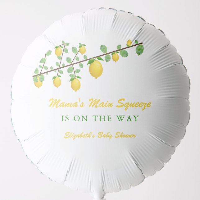 Main Squeeze Lemon Gender Neutral Baby Shower Balloon (Front)
