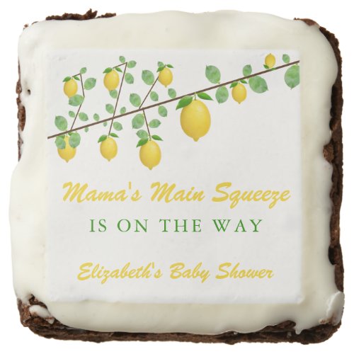 Main Squeeze Lemon Gender Neutral Baby Shower Brownie