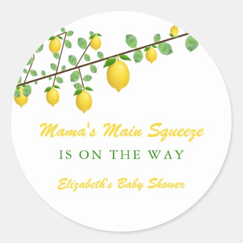 Main Squeeze Lemon Gender Neutral Baby Shower Classic Round Sticker