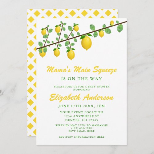 Main Squeeze Lemon Gender Neutral Baby Shower Invitation