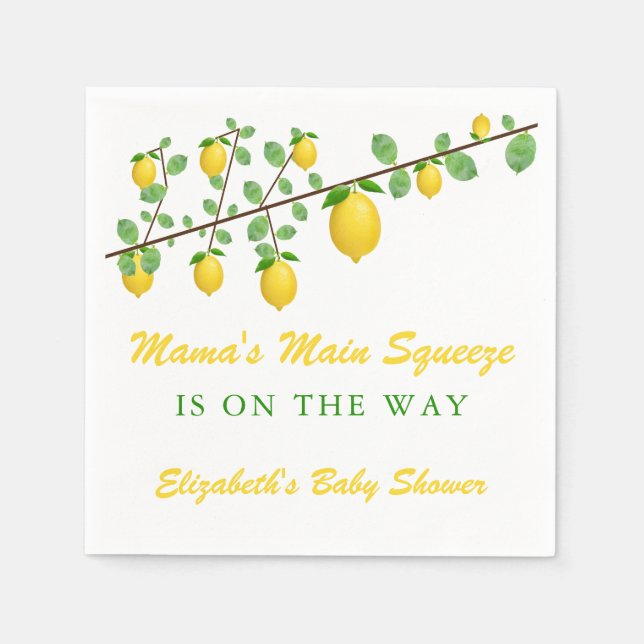 Main Squeeze Lemon Gender Neutral Baby Shower Napkins (Front)