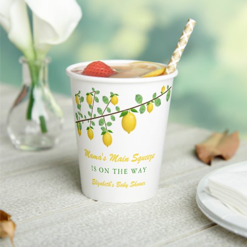 Main Squeeze Lemon Gender Neutral Baby Shower Paper Cups