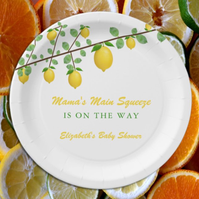 Main Squeeze Lemon Gender Neutral Baby Shower Paper Plates (Creator Uploaded)