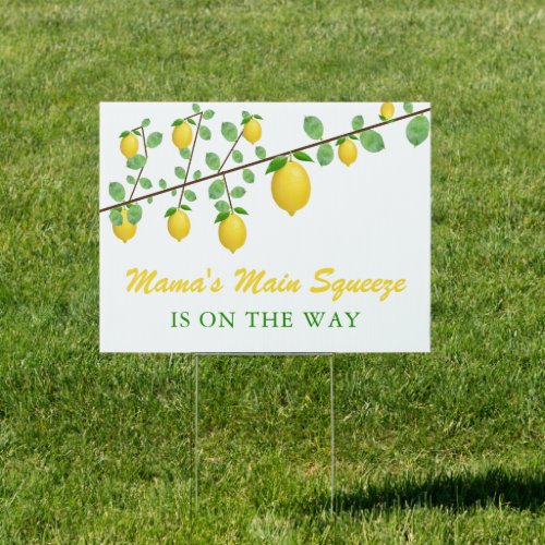 Main Squeeze Lemon Gender Neutral Baby Shower Sign