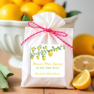 Main Squeeze Lemon Gender Neutral Baby Shower Square Sticker